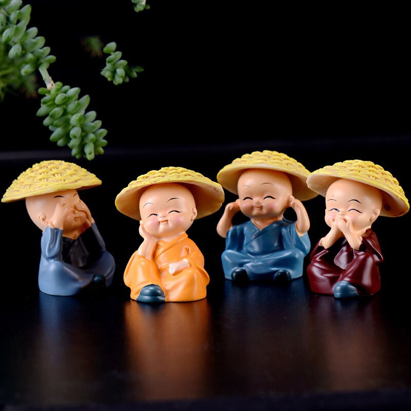 4PCS Chinese Gongfu Monk Figurine Resin Kung Fu S..
